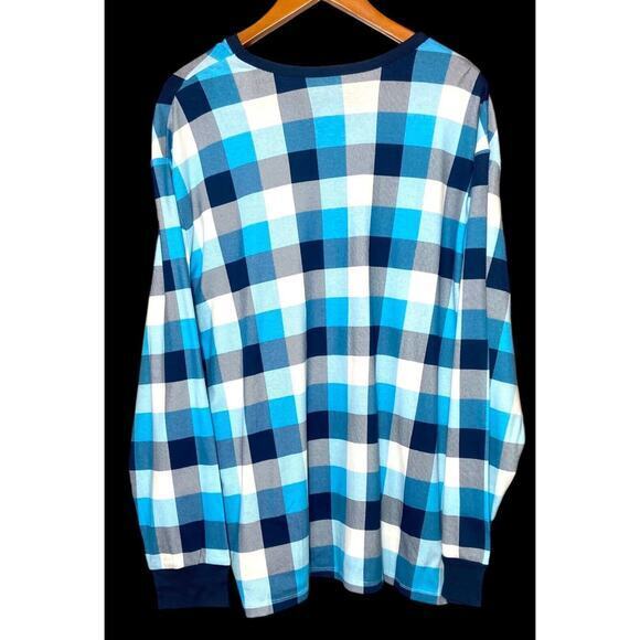 Sleepwear Pajama Top Shirt Men Blue Plaid Pullover Long Sleeve Size 2XL NWT - Picture 7 of 10